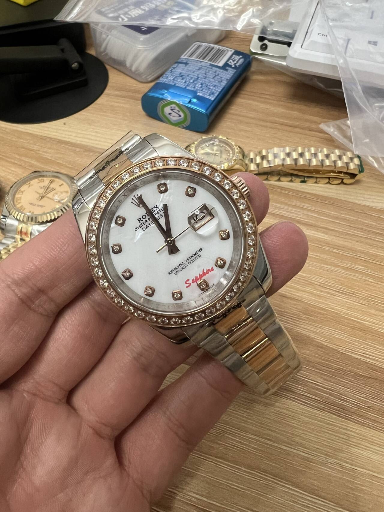 Rolex Datejust MOP Dial Diamond Bezel Two Tone Rose Gold Watch New241105