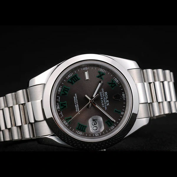 Rolex DateJust Polished Stainless Steel Bezel Grey Dial new58946