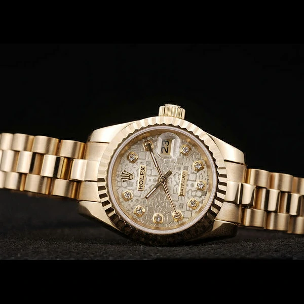 Rolex DateJust Ribbed Pattern Gold Bezel Gold Dial new58687