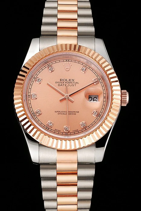 Rolex Datejust Rose Gold Dial And Bezel Stainless Steel Case Two Tone Bracelet new122507