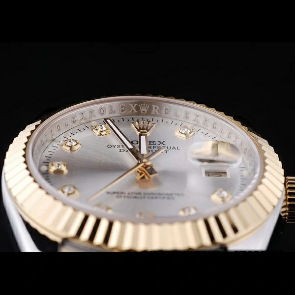 Rolex Datejust Silver Dial Diamonds Ribbed Bezel new58635