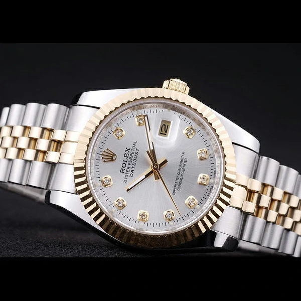 Rolex Datejust Silver Dial Diamonds Ribbed Bezel new58635