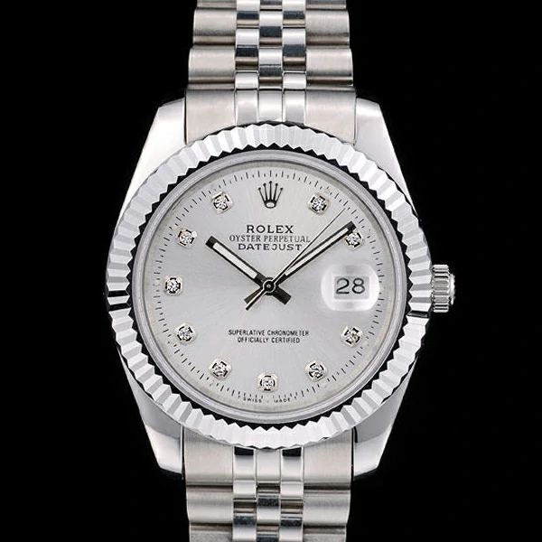 Rolex DateJust Stainless Steel Ribbed Bezel Silver Dial new58923