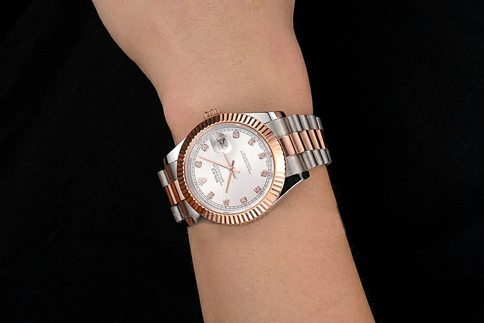 Rolex Datejust White Dial Rose Gold Bezel Stainless Steel Case Two Tone Bracelet new122513
