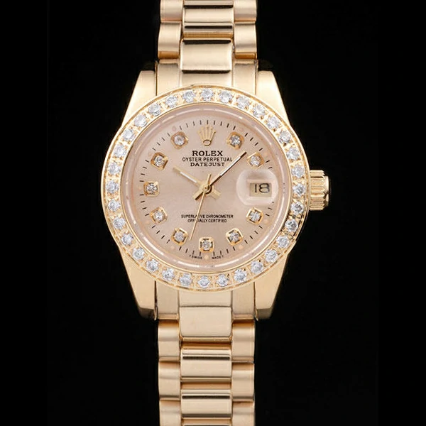 Rolex Datejust Yellow Gold Plated Stainless Steel Diamond Plated new58014