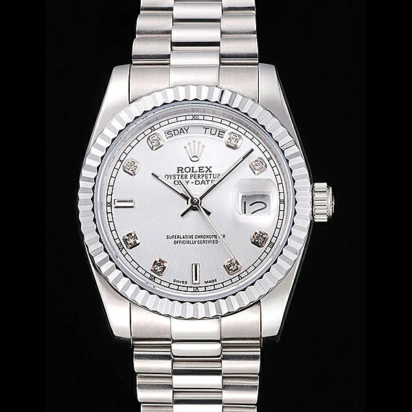 Rolex Day Date Polished Stainless Steel Silver Dial new58035