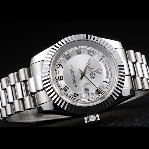 Rolex Day Date Polished Stainless Steel White Dial new58033