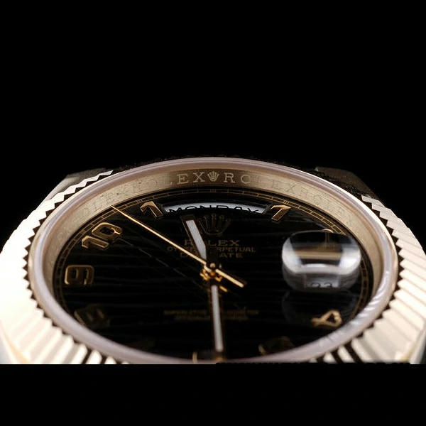 Rolex DayDate Black Patterned Dial Gold Stainless Steel Strap new58926