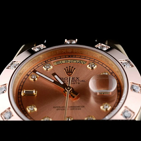 Rolex DayDate Diamond Plated Rose Gold Bezel Triple Colored Bracelet new58936
