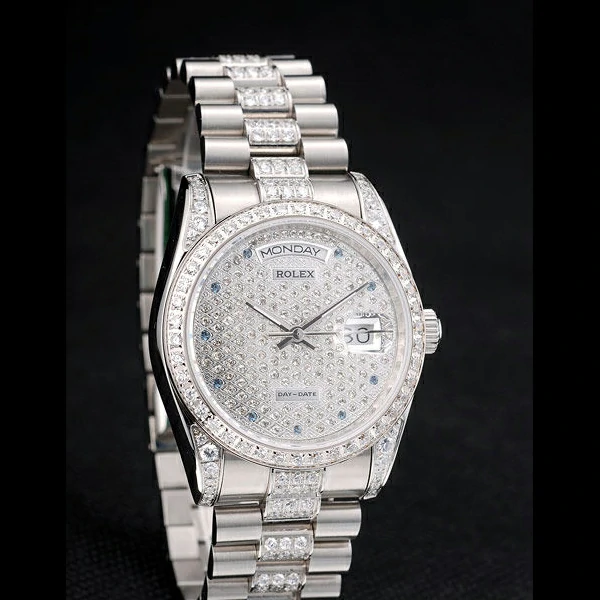 Rolex DayDate Diamond Plated Stainless Steel Bracelet Diamond Plated Dial new58932