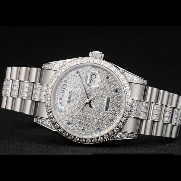 Rolex DayDate Diamond Plated Stainless Steel Bracelet Diamond Plated Dial new58932