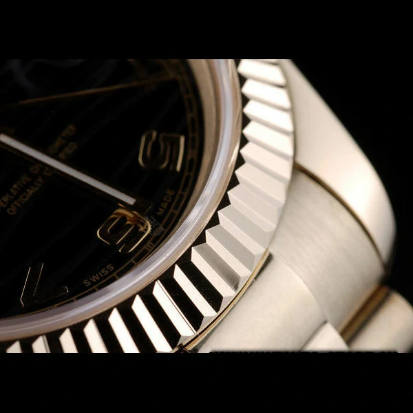 Rolex DayDate Gold Stainless Steel Ribbed Bezel Black Dial new58944