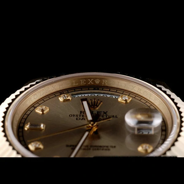 Rolex DayDate Gold Stainless Steel Ribbed Bezel Gold Dial new58943