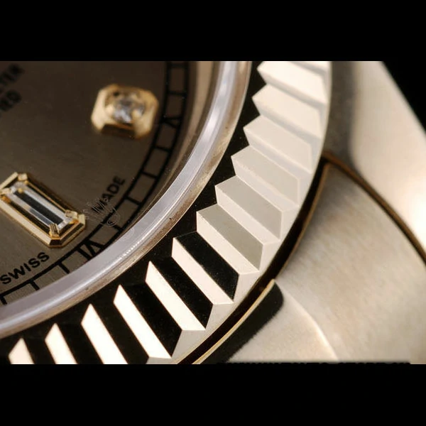 Rolex DayDate Gold Stainless Steel Ribbed Bezel Gold Dial new58943