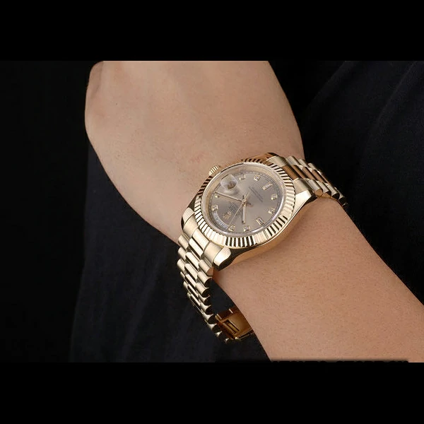Rolex DayDate Gold Stainless Steel Ribbed Bezel Goldish Dial new58925