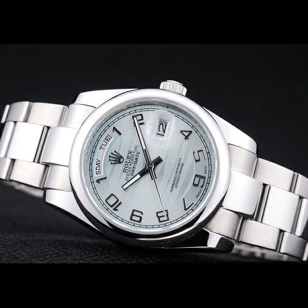 Rolex DayDate Polished Silver Bezel White Dial new58651