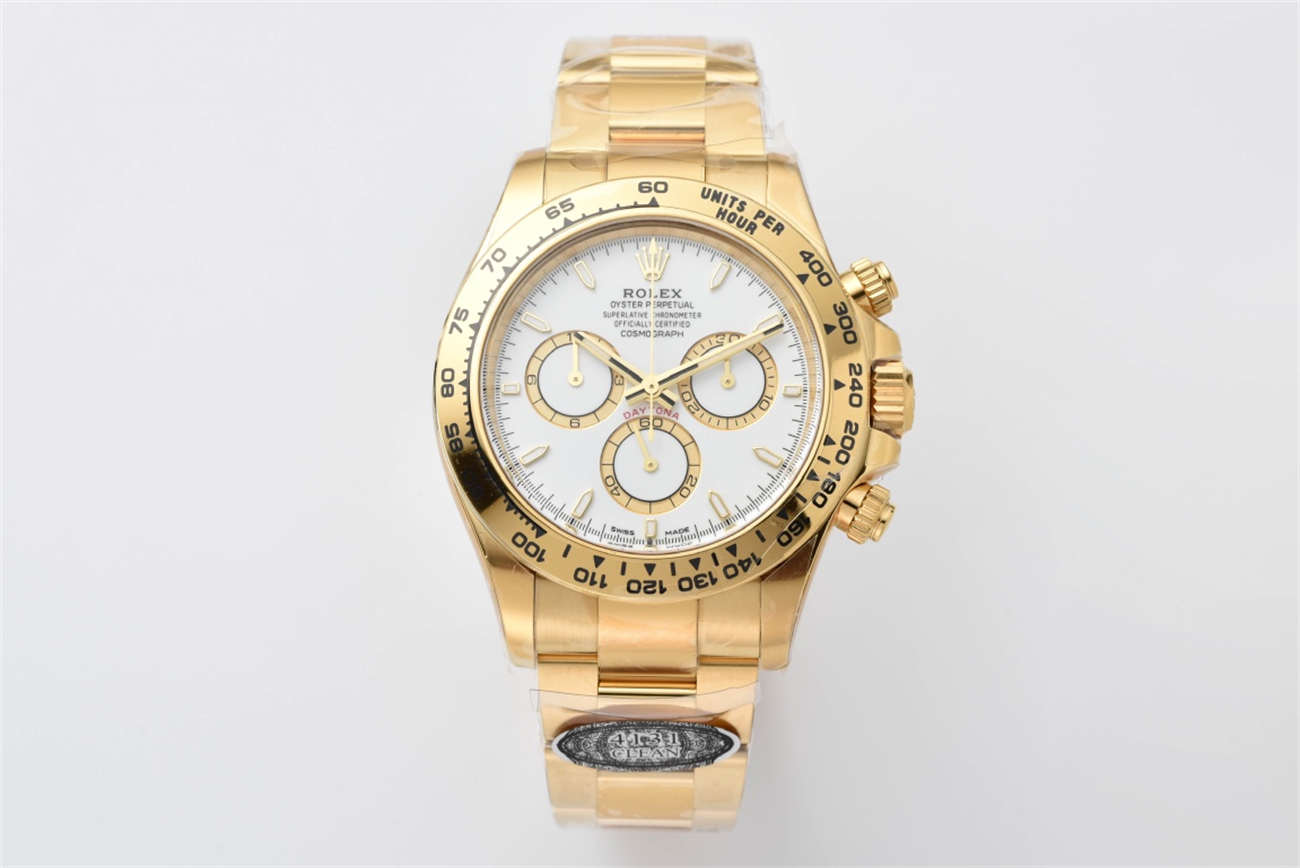 Rolex Daytona 126508 Replica – Yellow Gold White Dial (4131)