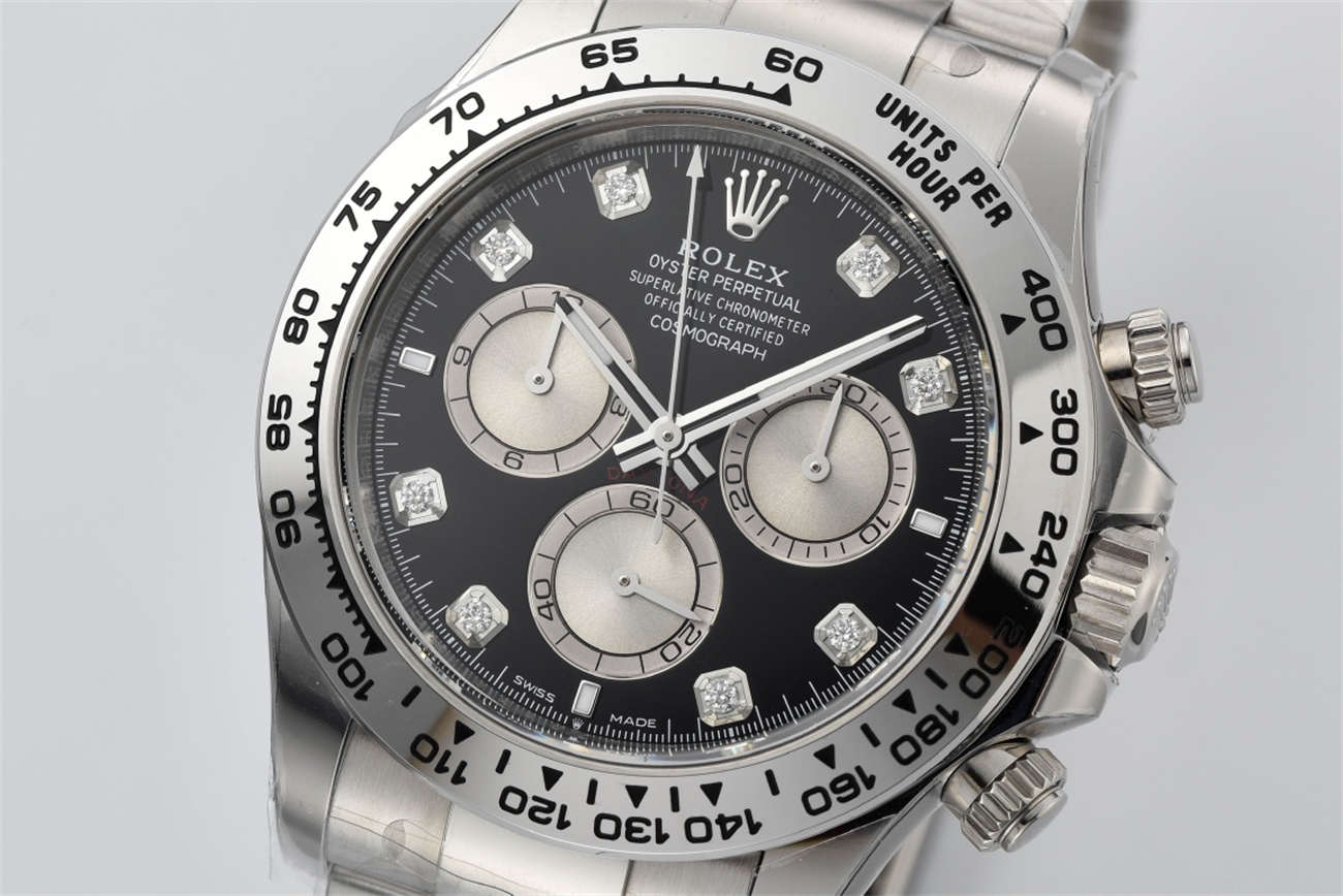 Rolex Daytona 126509 Replica – White Gold Black Diamond Dial (4131)