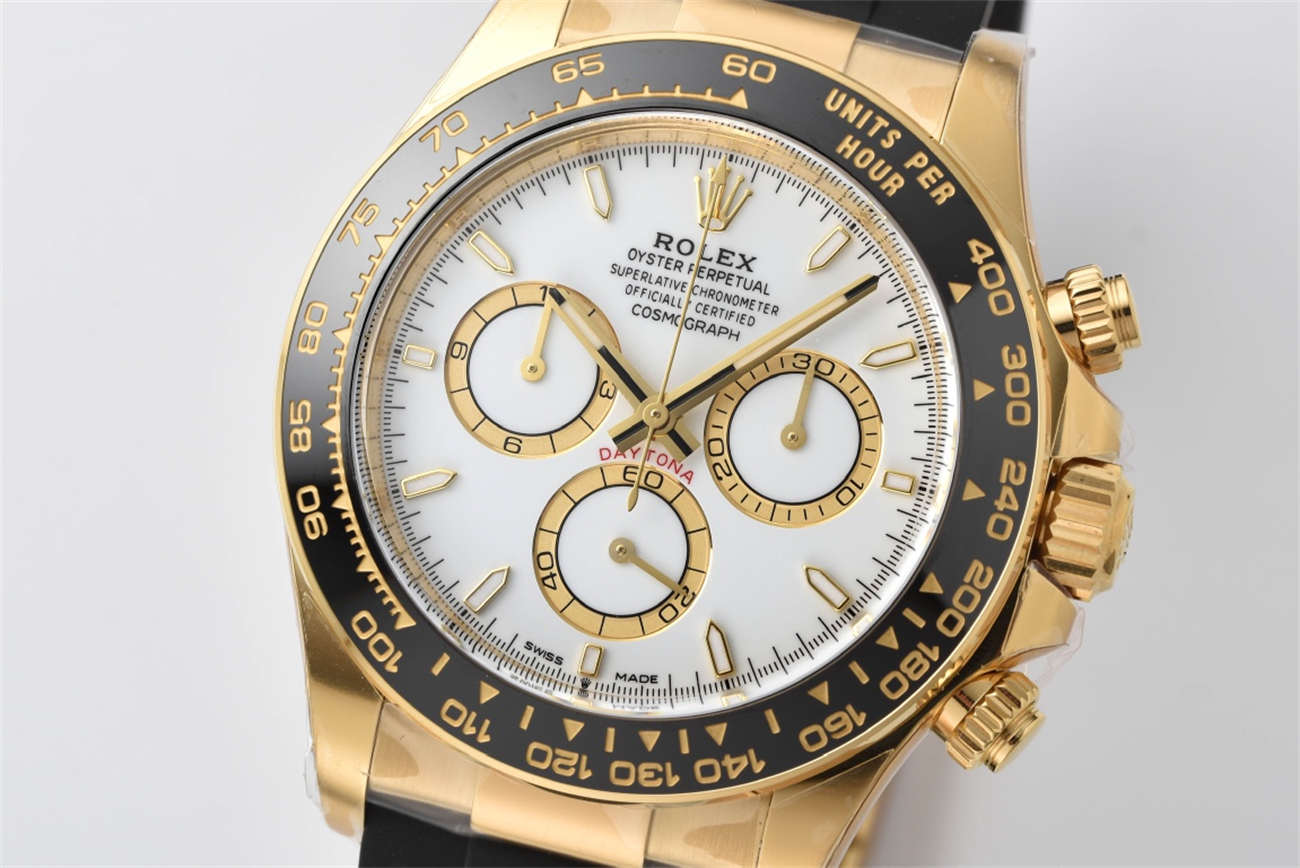 Rolex Daytona 126518LN Replica – White Dial Gold Oysterflex (4131)