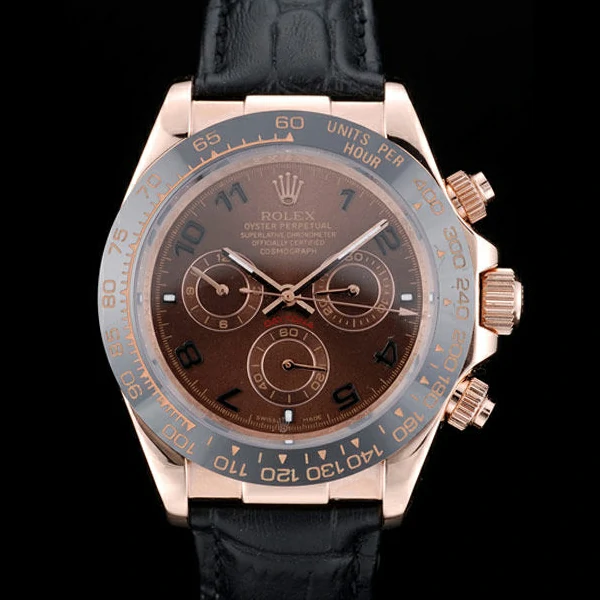 Rolex Daytona Black Ceramic Bezel Brown Dial Black Leather Strap new58921