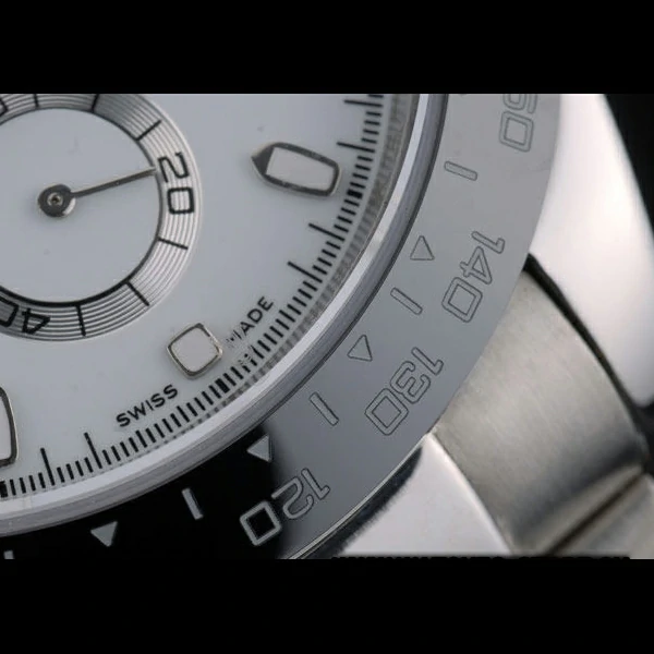 Rolex Daytona Black Ceramic Tachymeter Stainless Steep Strap White Dial new59213