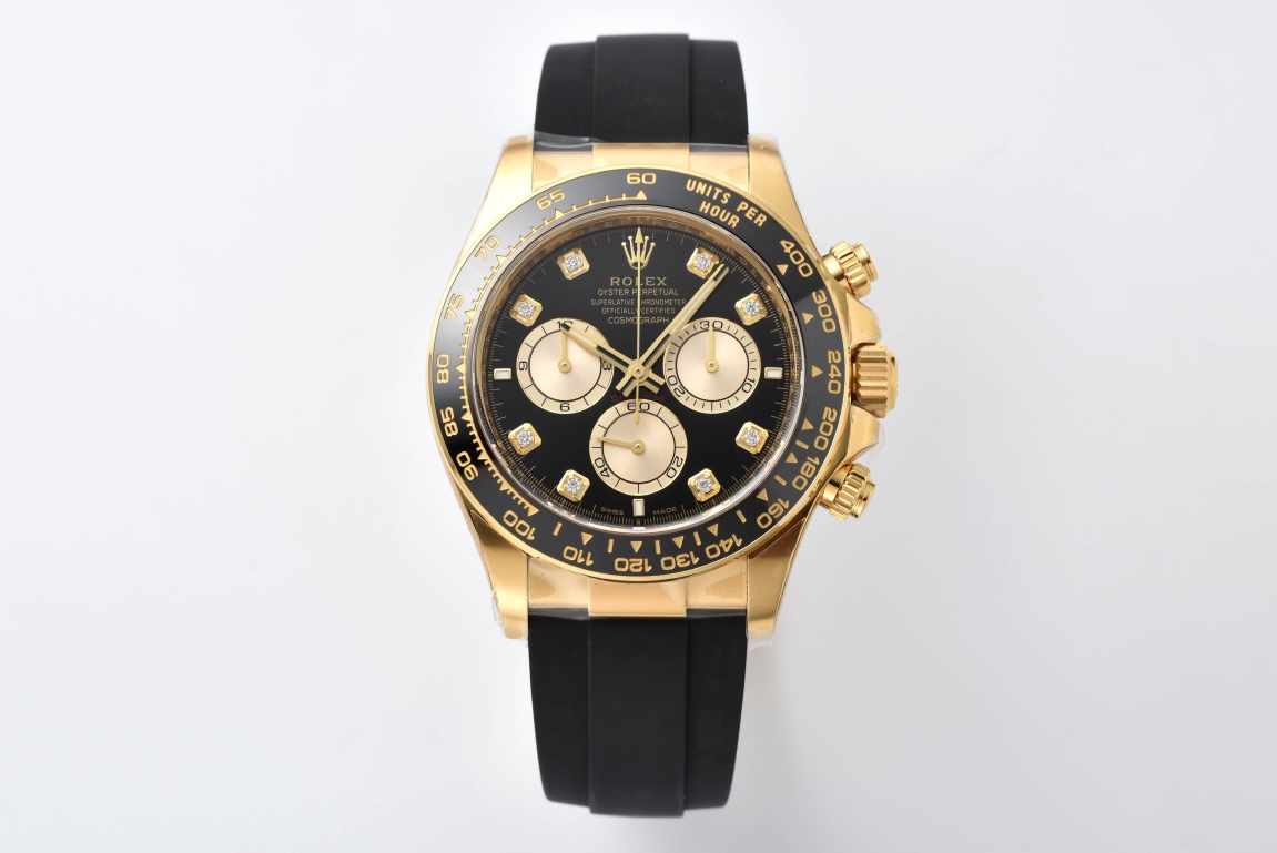 Rolex Daytona Black Dial Replica – 18K Gold Chronograph