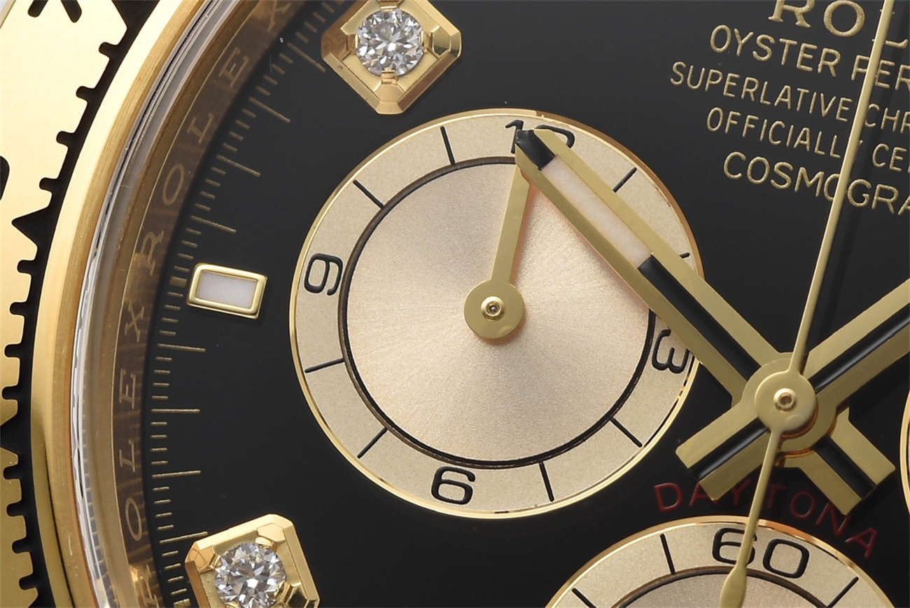 Rolex Daytona Black Dial Replica – 18K Gold Chronograph