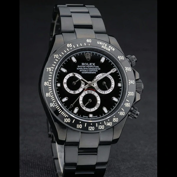 Rolex Daytona Black Ion Plated Tachymeter Black Stainless Steel Strap Black Dial new59211