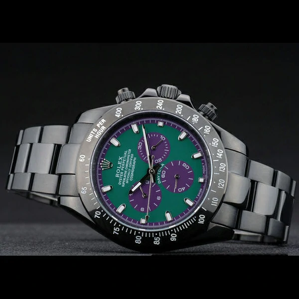 Rolex Daytona Black Ion Plated Tachymeter Black Stainless Steel Strap Green Dial new59210