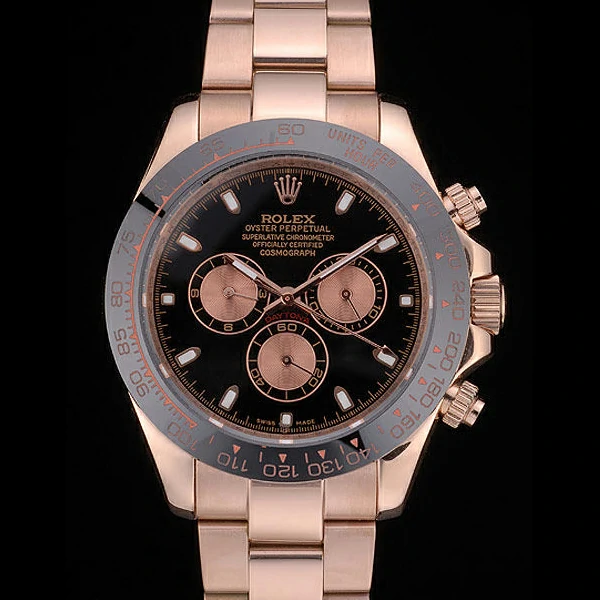 Rolex Daytona Black Ion Plated Tachymeter Rose Gold Strap Black Dial new59209