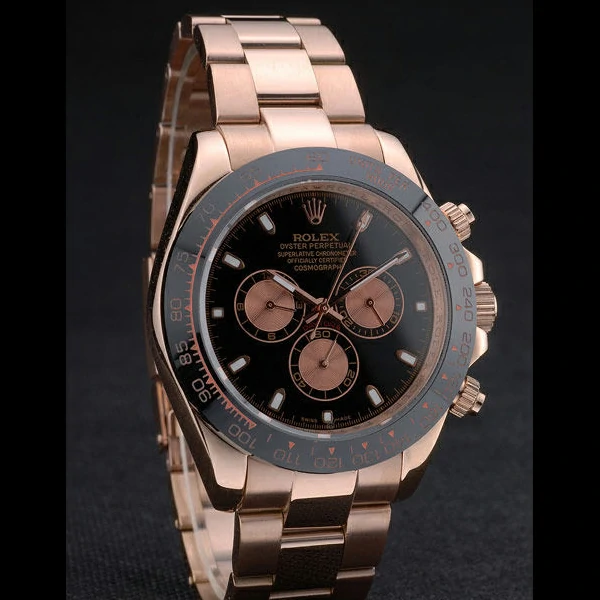 Rolex Daytona Black Ion Plated Tachymeter Rose Gold Strap Black Dial new59209