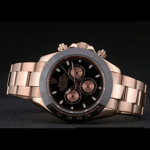 Rolex Daytona Black Ion Plated Tachymeter Rose Gold Strap Black Dial new59209