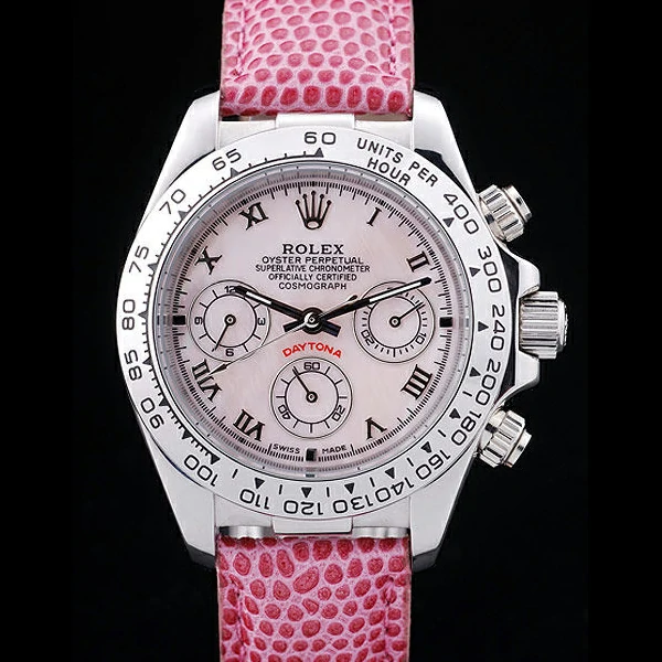 Rolex Daytona Cosmograph Pink Leather Bracelet Yellow Dial new58662