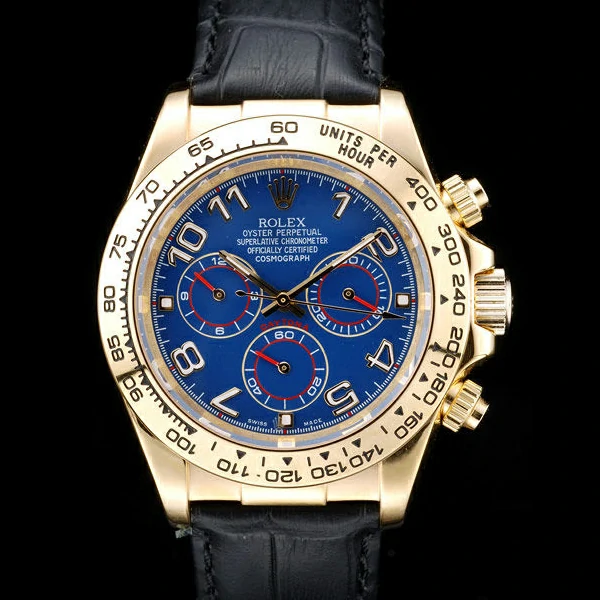 Rolex Daytona Gold Case Blue Dial Black Leather Strap new58731