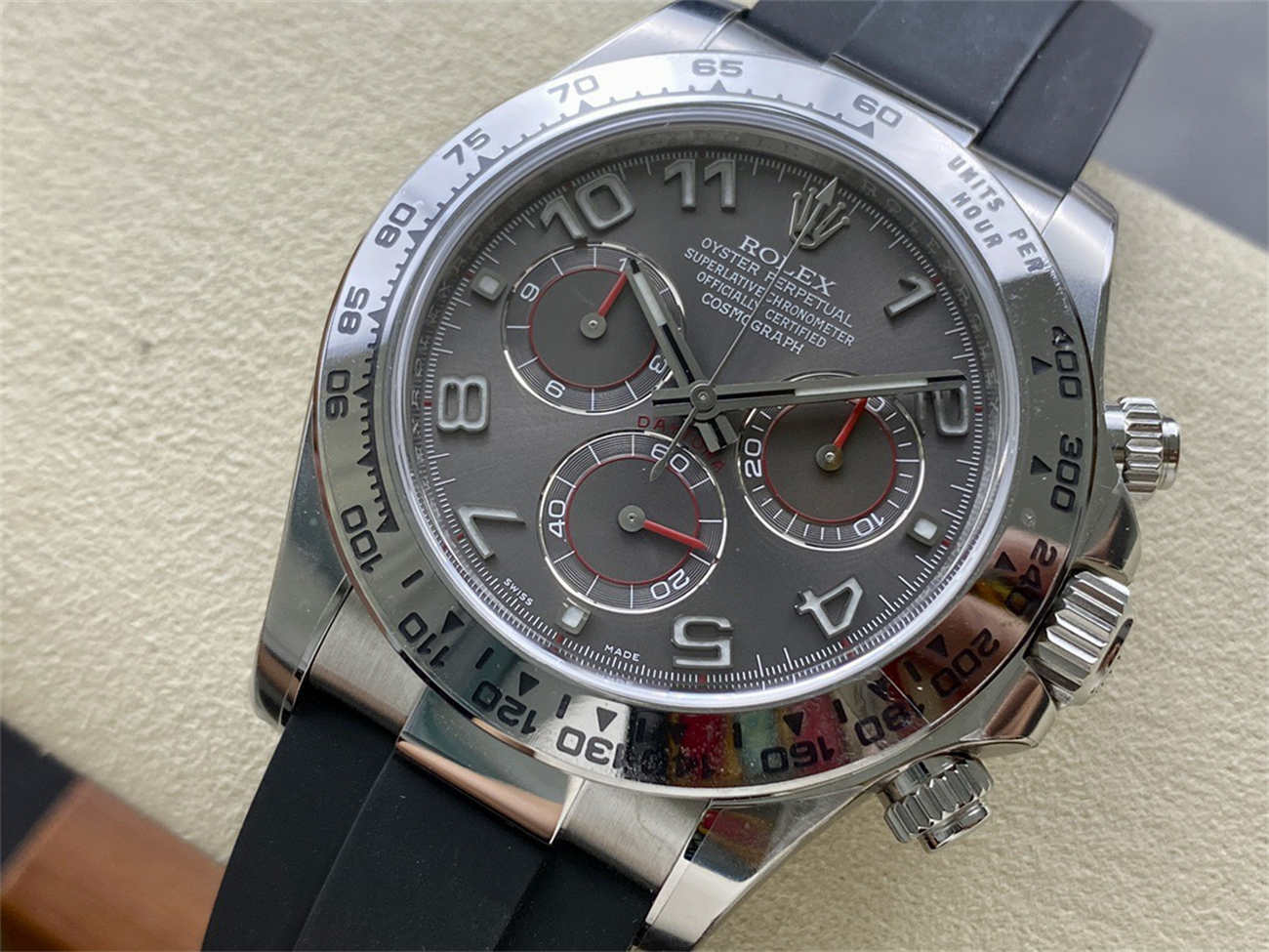 Rolex Daytona Grey Dial – White Gold Chronograph Replica