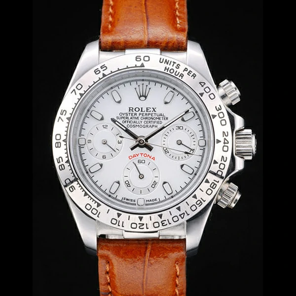 Rolex Daytona Lady Stainless Steel Case White Dial Brown Leather Strap Tachymeter new58738