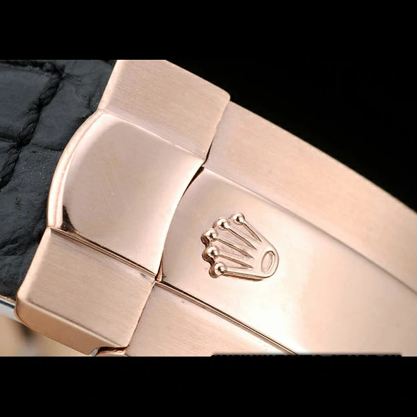 Rolex Daytona Rose Gold Case Black Dial Black Leather Strap new58730