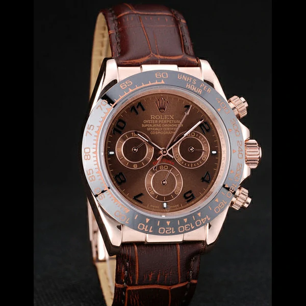 Rolex Daytona Rose Gold Case Brown Dial Brown Leather Strap new58729