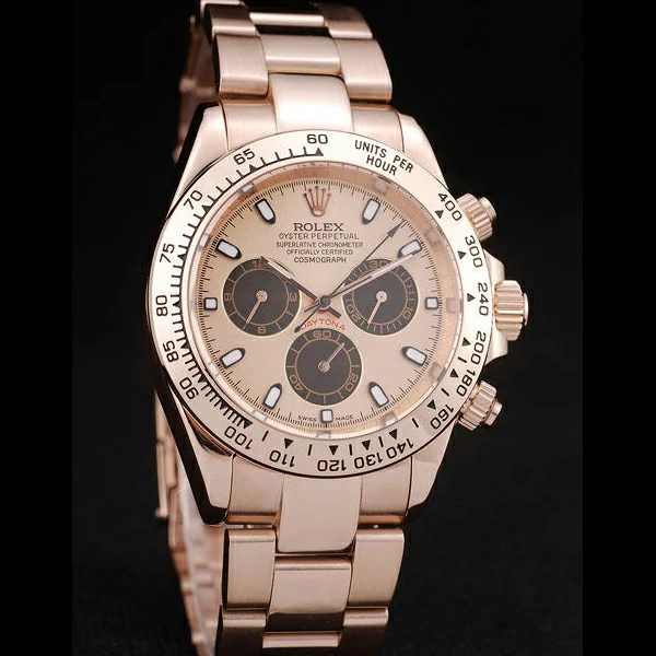 Rolex Daytona Rose Gold Plated Stainless Steel Bezel Rose Gold Dial new58670