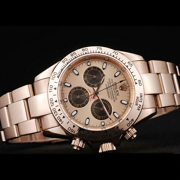 Rolex Daytona Rose Gold Plated Stainless Steel Bezel Rose Gold Dial new58670