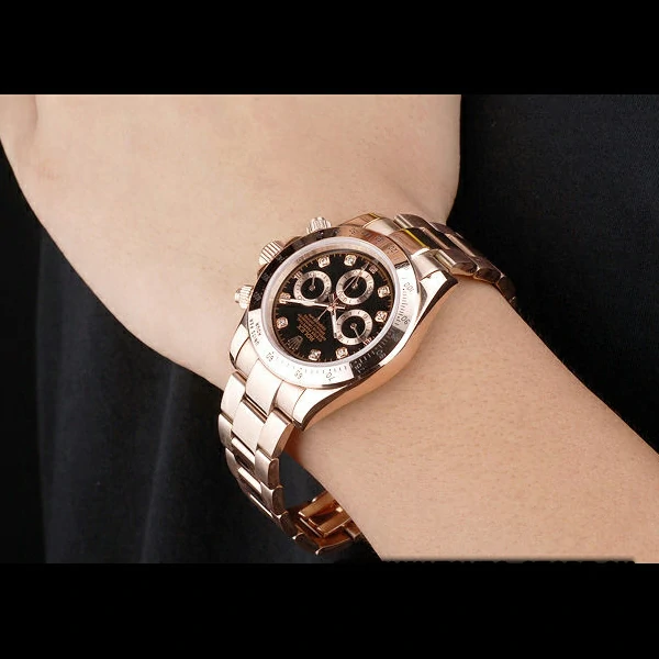 Rolex Daytona Rose GoldPlated Stainless Steel Black Dial new58048