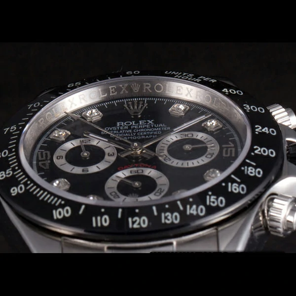 Rolex Daytona Stainless Steel Black Enameled Black Dial new58045