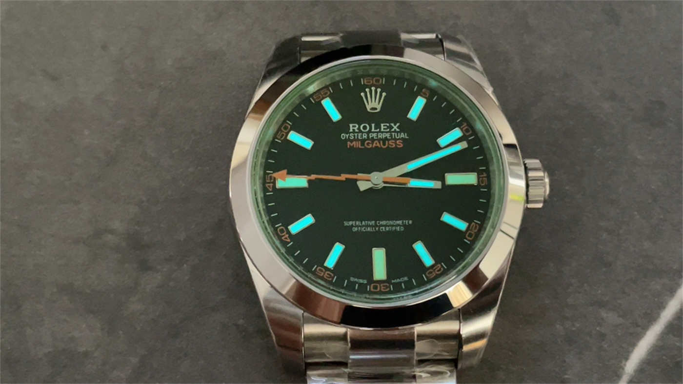 Rolex Milgauss 116400GV “Green Glass” – 904L Steel [Real Green Sapphire]
