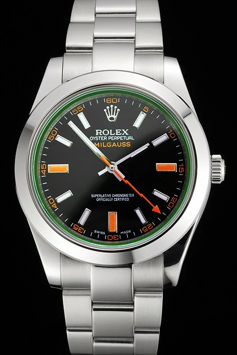 Rolex Milgauss Black Dial Orange Markings Stainless Steel Case And Bracelet new123008