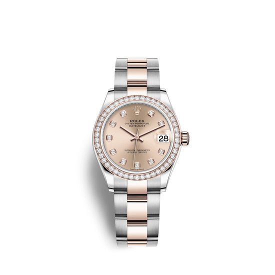 Rolex Replica Watch Datejust 31, Oystersteel, 18kt Everose Gold and diamonds, 278381RBR-0023