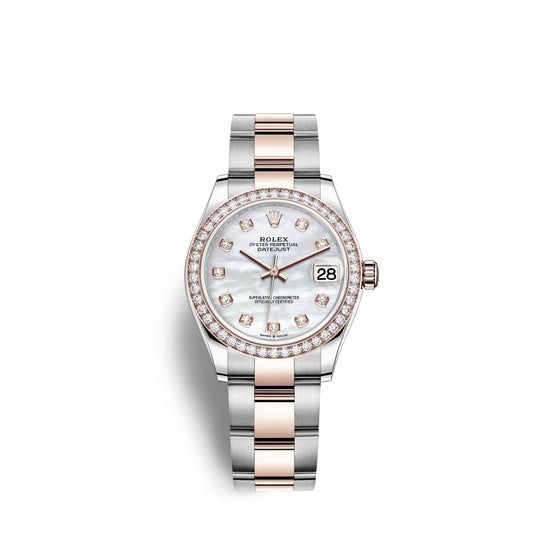 Rolex Replica Watch Datejust 31, Oystersteel, 18kt Everose Gold and diamonds, 278381RBR-0025
