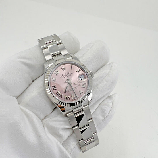 Rolex Replica Watch Datejust 31, Oystersteel and 18k White Gold with Diamonds, Pink Roman dial, 31mm, Fluted, Oyster, 278274-0023