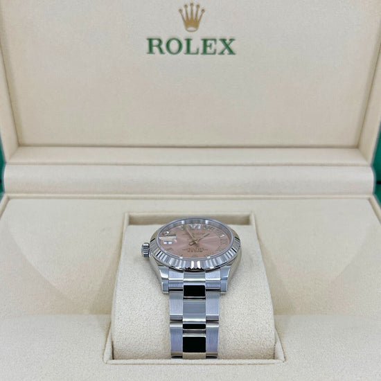 Rolex Replica Watch Datejust 31, Oystersteel and 18k White Gold with Diamonds, Pink Roman dial, 31mm, Fluted, Oyster, 278274-0023