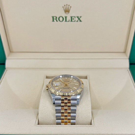 Rolex Replica Watch Datejust 36, 18k Yellow Gold and Stainless Steel, 36mm, Golden, palm motif dial, 126233-0037