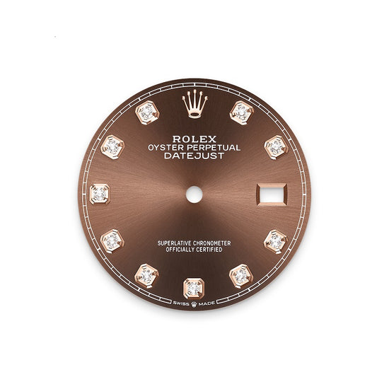Rolex Replica Watch Datejust 36, Oystersteel and 18k Everose Gold, Chocolate sunray set with 10 diamonds dial, Diamond-set bezel Jubilee, 126281rbr-0041